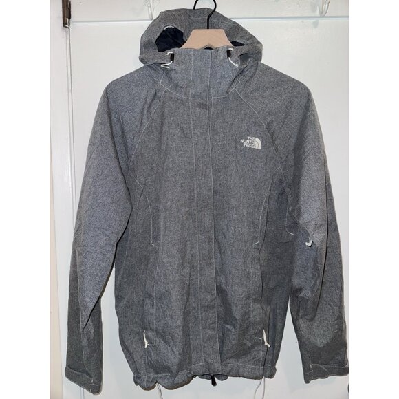 The North Face HyVent 2.5L Rain Jacket Women's Size Large Hooded Heathered Grey - Picture 1 of 16